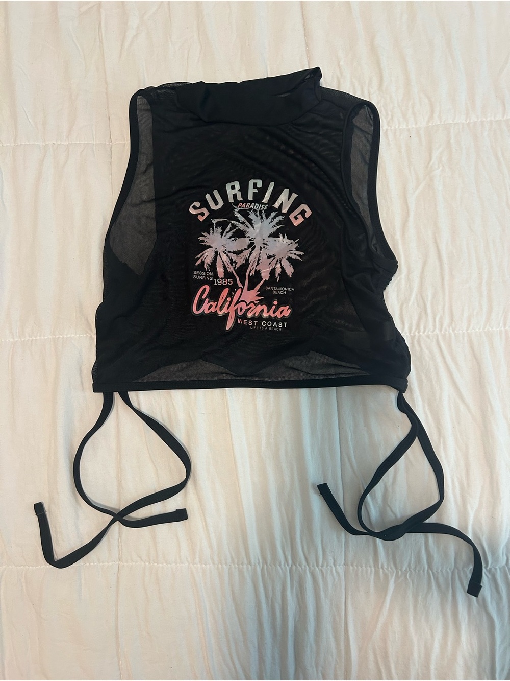 California Surfing Swimwear Coverup - Black with Pink Print
